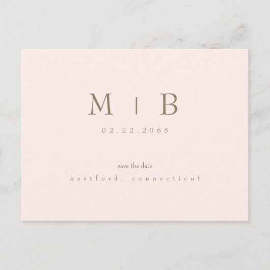 Blush Modern Wedding Save the Date Briefkaart (Voorkant)