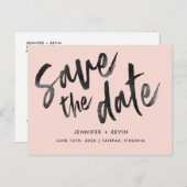 Blush moderne bruiloft kalligrafie Save the Date Aankondigingskaart (Voorkant / Achterkant)