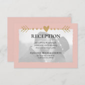 Blush Moderne Foto Gouden Harten Receptie Informatiekaartje (Voorkant / Achterkant)
