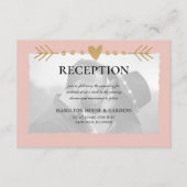Blush Moderne Foto Gouden Harten Receptie Informatiekaartje (Voorkant)