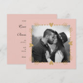 Blush Moderne Foto Gouden Harten Trouwen Kaart (Voorkant / Achterkant)