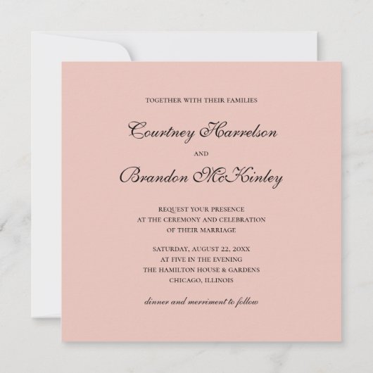 Blush Moderne Foto Gouden Harten Trouwen Kaart (Achterkant)