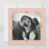 Blush Moderne Foto Gouden Harten Trouwen Kaart (Voorkant)