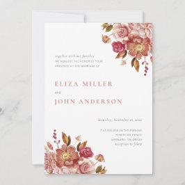 Blush Moderne Rustic Waterverf Floral Wedding Kaart