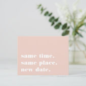 Blush | Moderne uitstel aankondiging trouwdag (Staand voorkant)