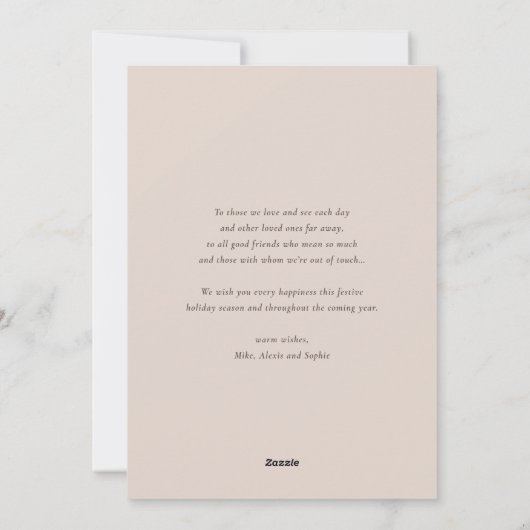 Blush Moderne vormgeving met kerstmis Feestdagenkaart (Achterkant)