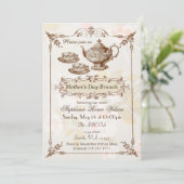  Blush Moederdag Brunch Tea Party Kaart (Staand voorkant)