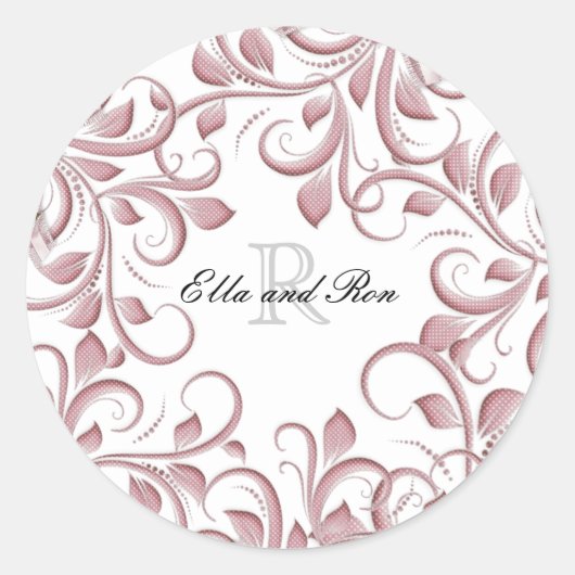Blush Monogram Bruiloft Stickers & Envelope Seals (Voorkant)
