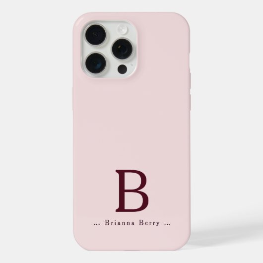 Blush Monogram Elegant iPhone Hoesje (Achterkant)