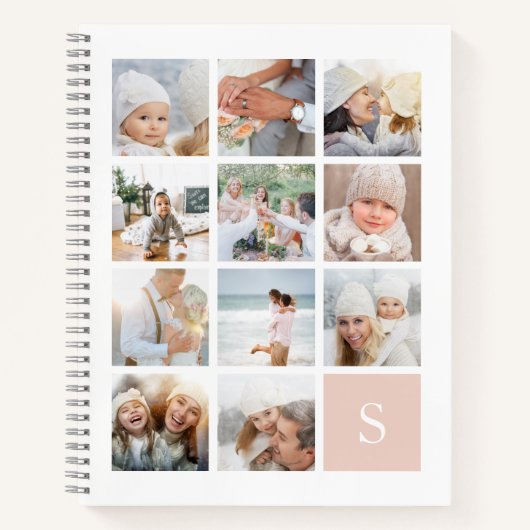 Blush Monogram fotocollage Notitieboek (Voorkant)