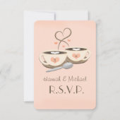Blush Monogram Hart Koffie Bruiloft RSVP Kaarten (Voorkant)