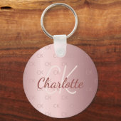 Blush monogram naam dusty roos minimalist sleutelhanger (Voorkant)