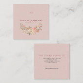 Blush Monogram Waterverf Bloemen Wedding Planner Vierkante Visitekaartje (Voorkant / Achterkant)