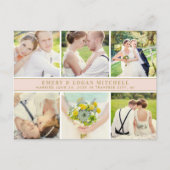 Blush Monogram Weddenschap Foto Collage Bedankt Briefkaart (Voorkant)