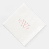 Blush Monogram Witte Bruiloft Servet (Hoek)