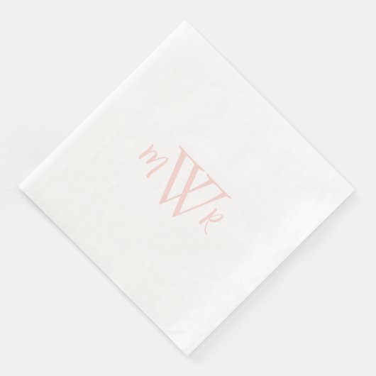 Blush Monogram Witte Bruiloft Servet (Hoek)