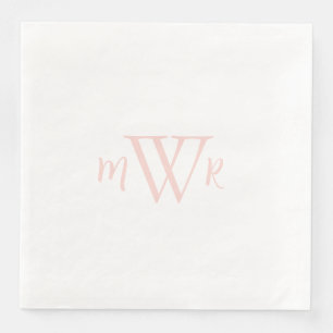 Blush Monogram Witte Bruiloft Servet