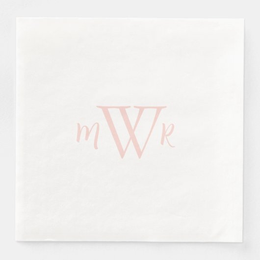 Blush Monogram Witte Bruiloft Servet (Voorkant)