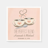 Blush Monogrammed Hart Koffie Cups Bruiloft Servetten (Voorkant)