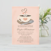 Blush Monogrammed Heart Coffee Cup Vrijgezellenfee Kaart (Staand voorkant)