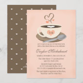 Blush Monogrammed Heart Coffee Cup Vrijgezellenfee Kaart (Voorkant / Achterkant)