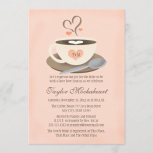 Blush Monogrammed Heart Coffee Cup Vrijgezellenfee Kaart