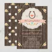 BLUSH MONOGRAMMED HOEFIJZER WESTERN VRIJGEZELLENFE KAART (Voorkant / Achterkant)