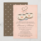 Blush Monogrammed Koffie Cup Hart Koppels Douche Kaart (Voorkant / Achterkant)