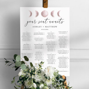 Blush Moon Alfabetische bruiloft Zitting Grafiek Poster