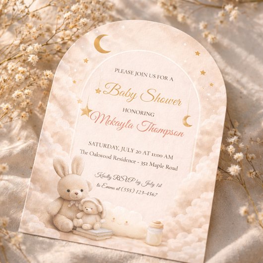 Blush Moon Bunny Uitnodiging