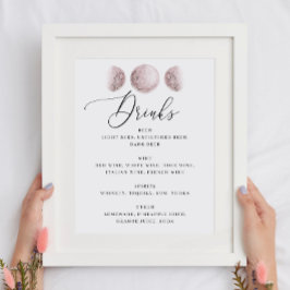 Blush Moon. Celestial Wedding Bar Drinken Menu Sig Poster