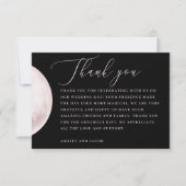 Blush Moon | Elegante Zwarte Huwelijk Script Desig Bedankkaart (Voorkant)