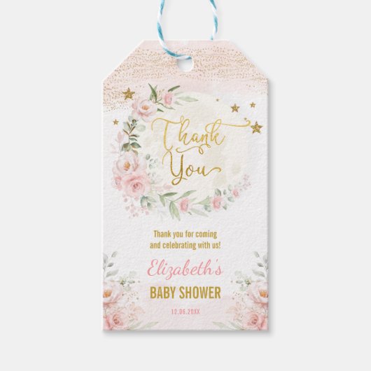 Blush Moon Twinkle Little Star Baby shower Favors Cadeaulabel (Voorkant)