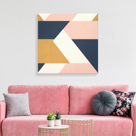 Blush & Mosterd Boog Blokken – Moderne Geometrisch Canvas Afdruk (Insitu (Woonkamer))