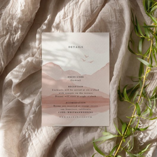 Blush Mountain Range Bestemming Bruiloft Details Informatiekaartje