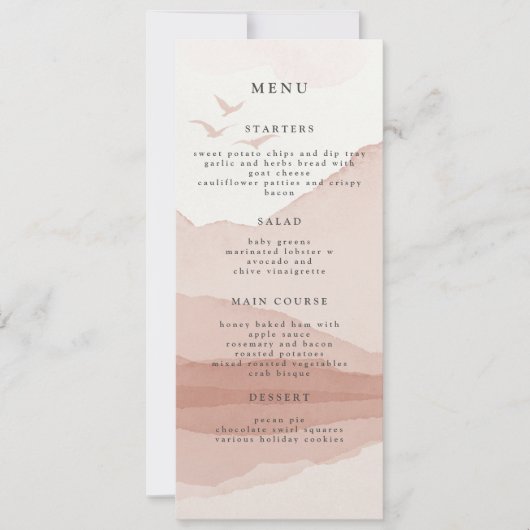 Blush Mountain Range Bruiloft Diner Menu Kaart (Voorkant)