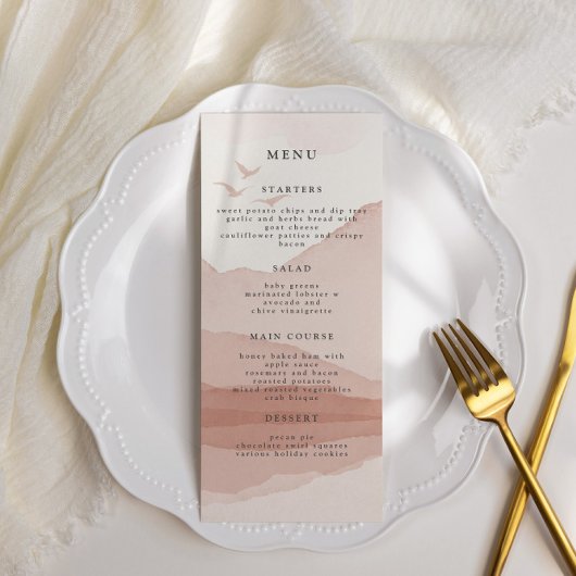 Blush Mountain Range Bruiloft Diner Menu Kaart