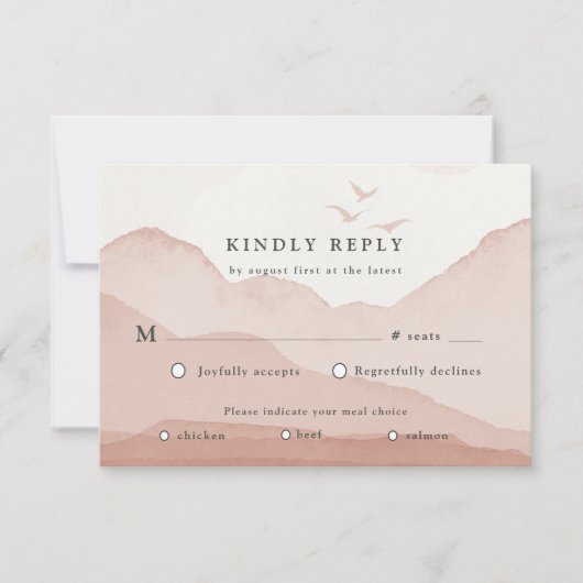 Blush Mountain Range Landscape RSVP Respons Kaart (Voorkant)