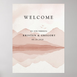 Blush Mountain Range Landschap Bruiloft Welkom Poster