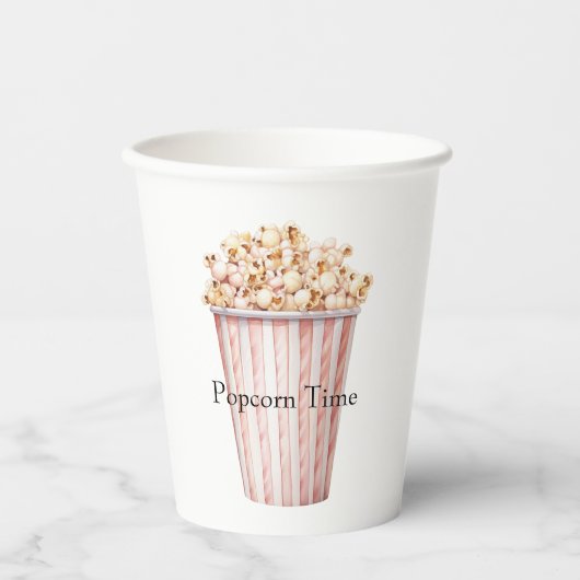 Blush Movie Time Popcorn Papieren Bekers (Voorkant)
