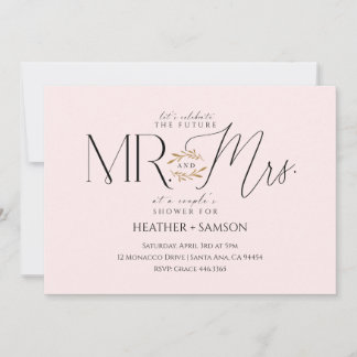 Blush "Mr. + Mrs." Engagement Shower Kaart