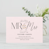Blush "Mr. + Mrs." Engagement Shower Kaart (Staand voorkant)
