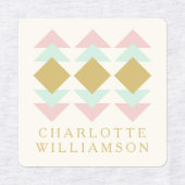 Blush Munt en Gold Geometric Persoonlijke Naam Labels (Design 2)
