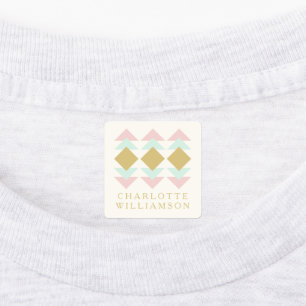 Blush Munt en Gold Geometric Persoonlijke Naam Labels