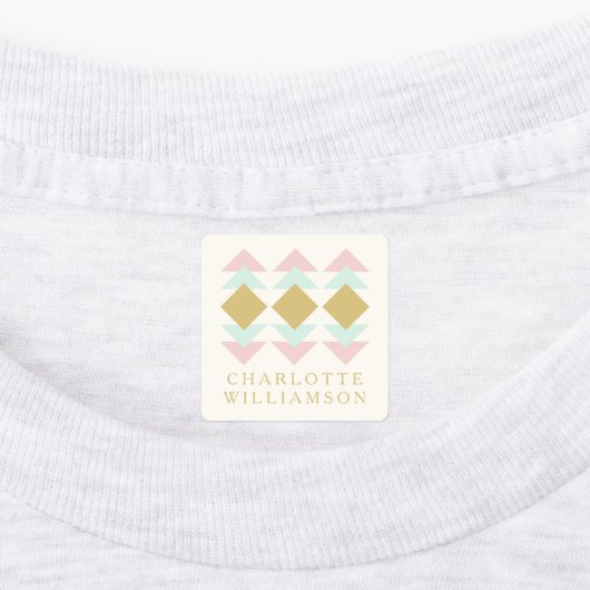 Blush Munt en Gold Geometric Persoonlijke Naam Labels (Aangebracht)
