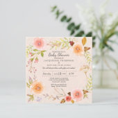 Blush n Gold Waterverf Floral Damask Typografie Kaart (Staand voorkant)