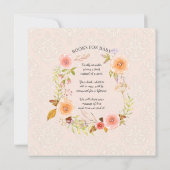 Blush n Gold Waterverf Floral Damask Typografie Kaart (Achterkant)