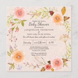 Blush n Gold Waterverf Floral Damask Typografie Kaart