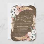 Blush n White Pampas Grass Floral Rustic Wedding Kaart (Voorkant)