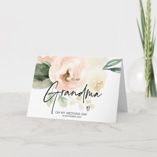 Blush naar mijn oma, mijn trouwdag oma kaart (Voorkant)